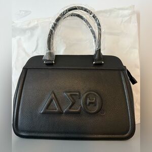 New Tauntus Greek Life Delta Sigma Theta Sorority (ΔΣΘ) Black Leather Tote